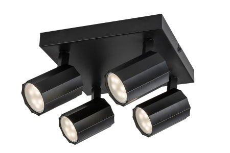 Plafoniere - Plafoniera Rabalux Rogelio GU10 4X MAX 5W  metal aluminiu negru mat IP20