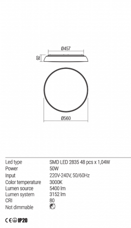 Plafoniera REDO Erie 01-1681 LED 50W 3000K 3152lm Ø560 IP20 Nedimabila White [3]
