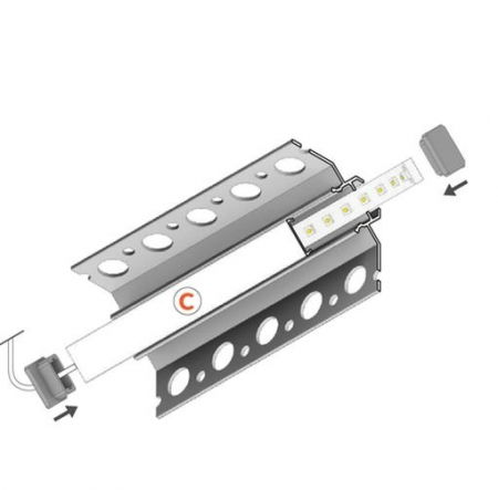 ILUMINAT - Profil LED încastrat de colț UNI-TILE12 90deg C PLUS, aluminiu anodizat, lungime 2m, 39,9mm x 39,9mm + Dispersor alb mat click