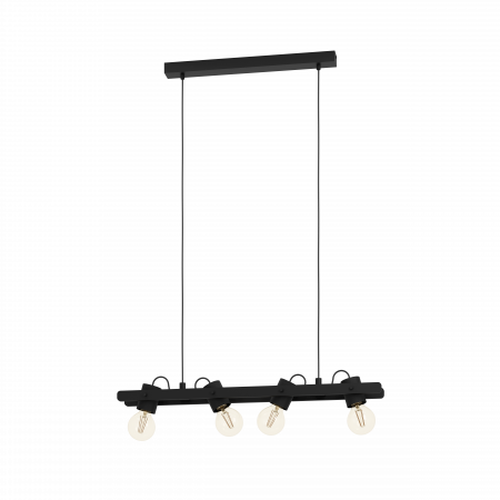 BLACK FRIDAY 2024 - Suspensie EGLO Plimsol E27 4x15W  lm Metal/Lemn Black IP20