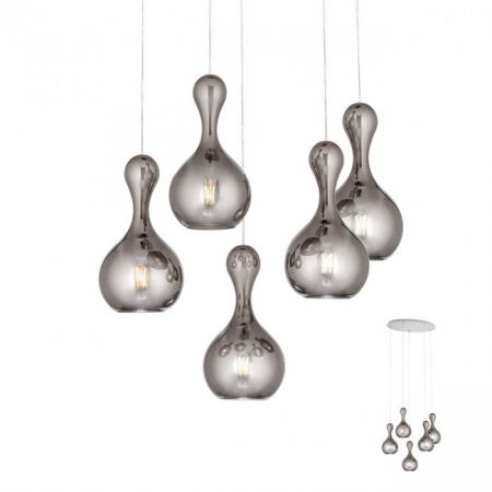 BLACK FRIDAY 2024 - Suspensie Redo LOB 01-2262 E27 5x42W h1200 Ø180 IP20 Nedimabil Crom/Fume