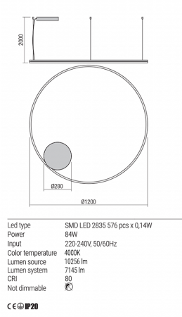 Suspensie Redo Orbit LED Direct Light bronz  84W  7145 lumeni  alb neutru 4000K 01-1919 [2]