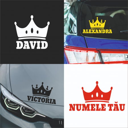 Stickere Auto - Sticker Auto - Coroana + Nume