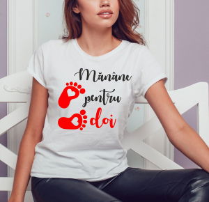 Tricouri Gravide - Tricou Personalizat Mamica - Mananc Pentru Doi