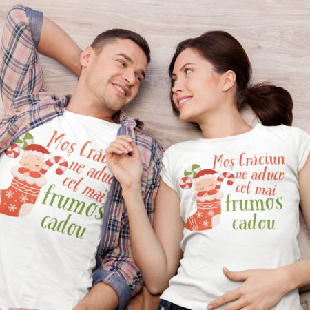 Tricouri Gravide - Set 2 Tricouri Craciun Personalizate - Cel mai frumos cadou viitori parinti  