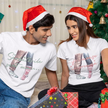 Tricouri Gravide - Set 2 Tricouri Craciun Personalizate - Sarbatorile sunt mai frumoase impreuna  