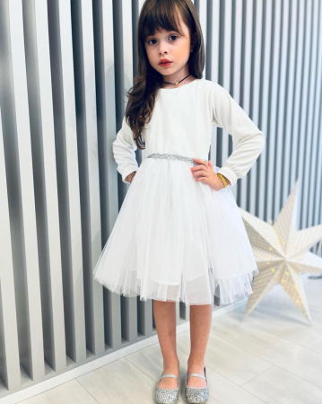 Compleu fetita - Rochie fetite Alba ca Zapada