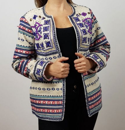 Sacou tesut cu model aplicat manual - Bianca [0]