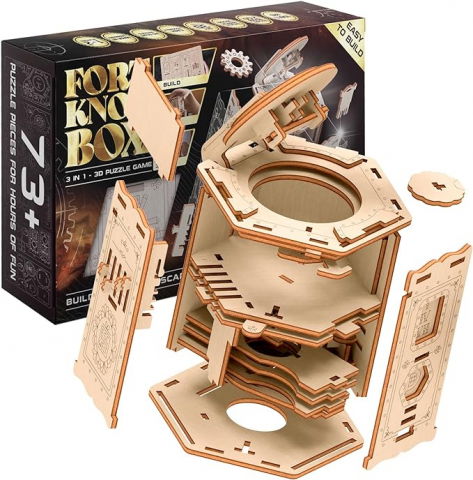 Puzzle - ESC WELT - Fort Knox Box Pro - 3 IN 1 Puzzle cu compartiment SECRET -  Puzzle lemn 3D