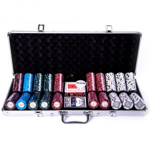 Seturi de poker cu jetoane din clay - Set poker cu 500 chips-uri clay 14g model MONTECARLO si servieta din aluminiu