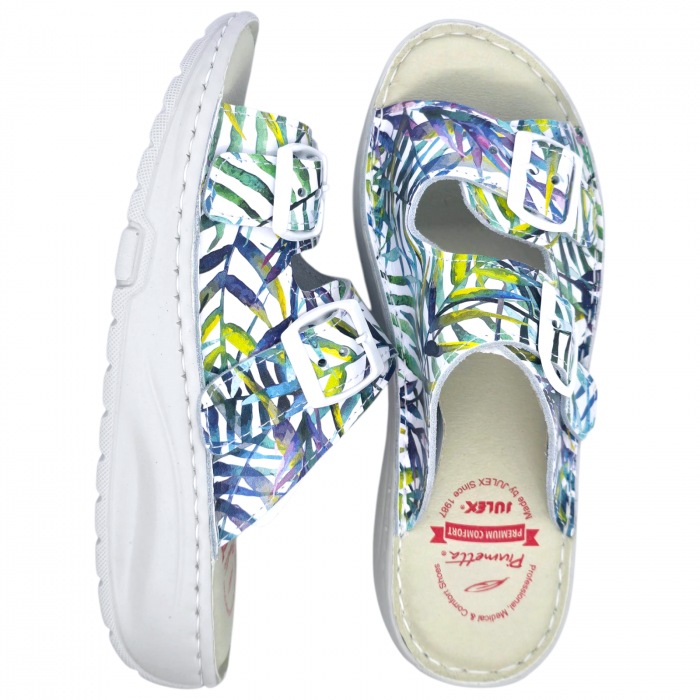 Papuci Piumetta 6273 alb cu palmier - dama [5]