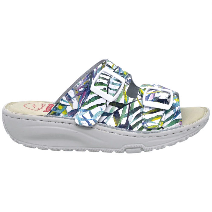 Papuci Piumetta 6273 alb cu palmier - dama [1]