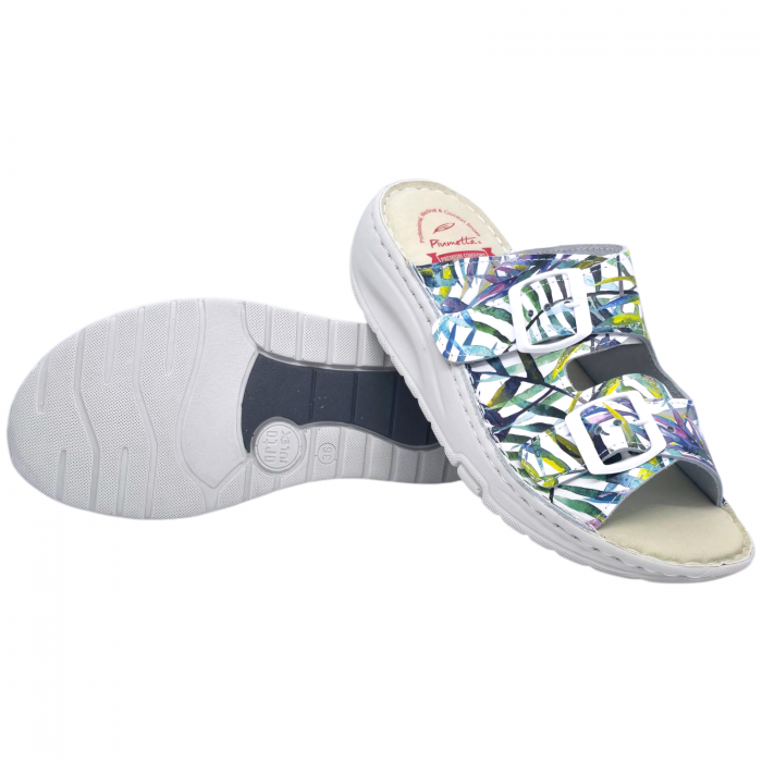 Papuci Piumetta 6273 alb cu palmier - dama [4]