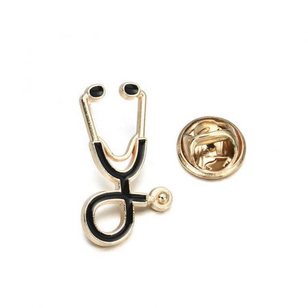 Accesorii medicale - Fashion - Brosa stetoscop - auriu cu negru
