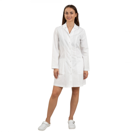 Uniforme și halate medicală - Halat alb Sofia cu maneca lunga