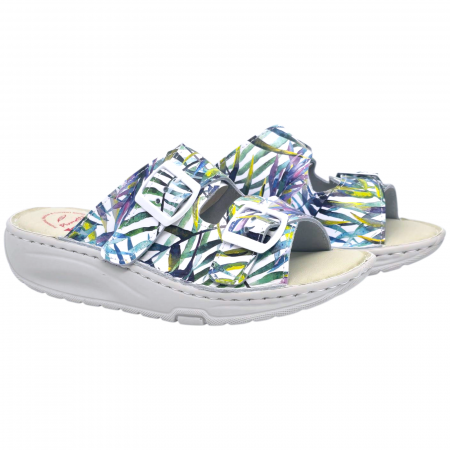 Papuci Piumetta 6273 alb cu palmier - dama [2]