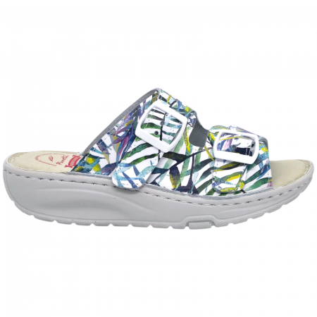 Papuci Piumetta 6273 alb cu palmier - dama [0]