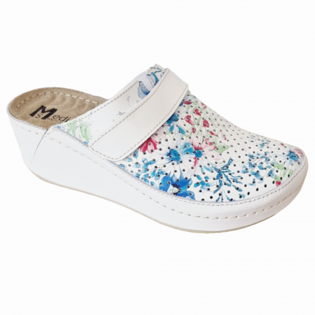 Saboti medicali Medi+ 666.2 albi cu flori - dama