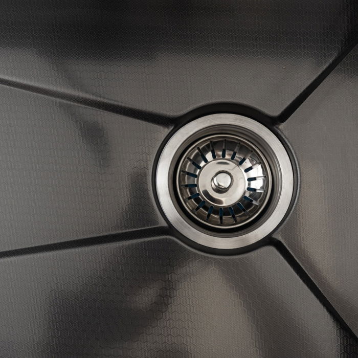 Chiuveta multifunctionala Mixxus, Cuva 220mm, Nano Black, Finisaj Decor, Otel inoxidabil [18]