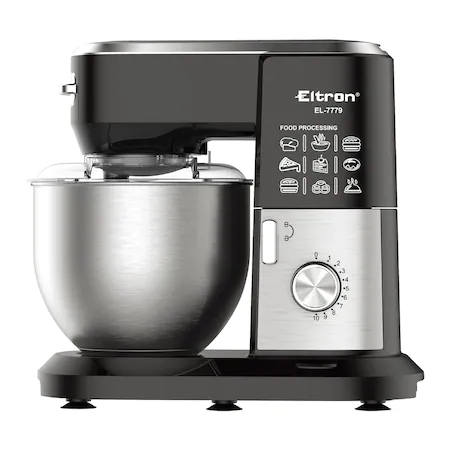 Mixer cu bol Eltron EL7779, 1900W, 10 viteze, Bol inox 6L, Tel/Carlig/Paleta/Spatula, Negru [0]
