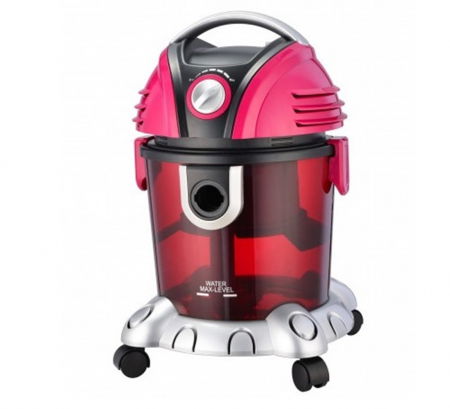 Aspiratoare - Aspirator cu filtrare prin apa Oliver Voltz, 1200-1400W, 15L, 7 accesorii, Aspirare umeda/uscata, Functie suflare, Rosu