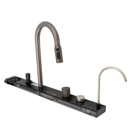 Chiuveta multifunctionala Mixxus, Cuva 220mm, Nano Black, Finisaj Decor, Otel inoxidabil [20]