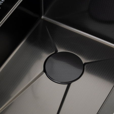 Chiuveta multifunctionala Mixxus, Cuva 220mm, Nano Black, Finisaj Decor, Otel inoxidabil [8]