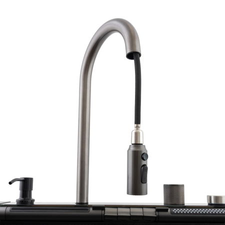 Chiuveta multifunctionala Mixxus, Cuva 220mm, Nano Black, Finisaj Decor, Otel inoxidabil [16]