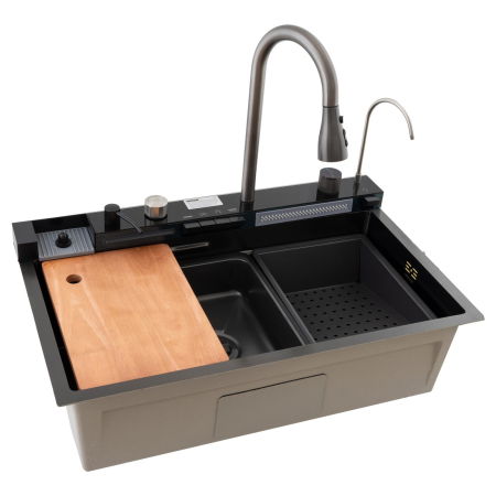 Chiuvete - Chiuveta multifunctionala Mixxus, Cuva 220mm, Nano black, Otel inoxidabil