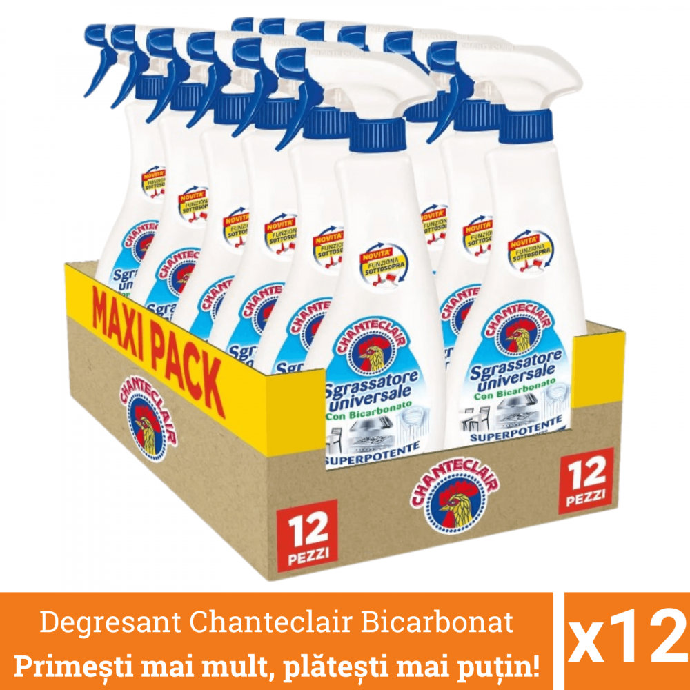 Pachet promo 12 x Chanteclair Detergent Degresant Universal Bicarbonat, Spray, 600 ml [1]