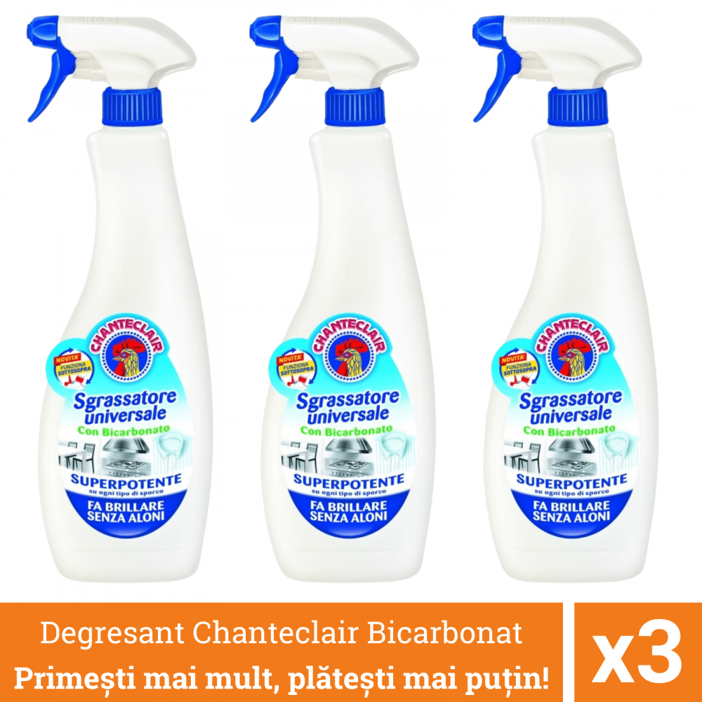 Pachet promo 3 x Chanteclair Detergent Degresant Universal Bicarbonat, Spray, 600 ml [1]