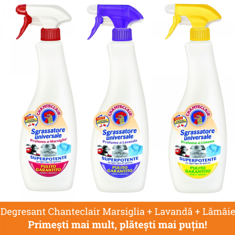 Produse curatare bucatarie - Pachet promo: Chanteclair Degresant Universal cu Marsiglia + Lavanda + Lamaie, 1800 ml, Sgrassatore