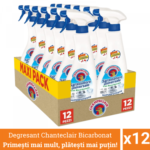 Produse curatare bucatarie - Pachet promo 12 x Chanteclair Detergent Degresant Universal Bicarbonat, Spray, 600 ml