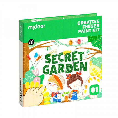 Pictură cu degetele, Vopsea Baby Finger Paint - Carte de Pictat cu Degetele - Secret Garden, Nivel Începător, 50 Pagini, Creative Finger Paint Kit