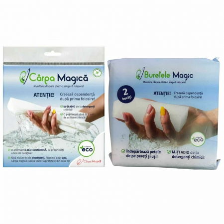 Produse curatare bucatarie - Pachet 2 x Burete Magic si 1 x Carpa Magica