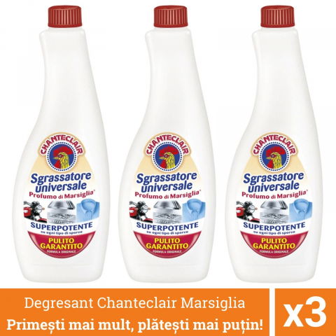 Produse curatare bucatarie - Pachet 3 x Rezerva Degresant Universal cu Marsiglia, ChanteClair Sgrassatore, Solutie, 1800 ml
