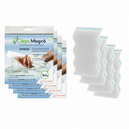 Produse curatare bucatarie - Pachet 4 x Carpa Magica si 4 x Burete Magic