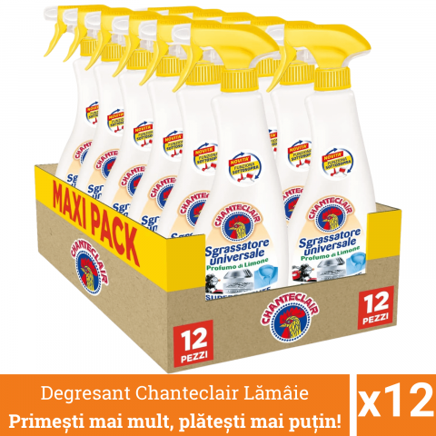 Produse curatare bucatarie - Pachet promo 12 x Chanteclair Detergent Degresant Universal Lamaie, Spray, 600 ml