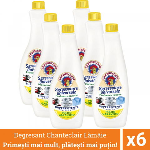 Produse curatare bucatarie - Pachet promo 6 x Chanteclair Degresant Universal cu Lamaie, Rezerva, 3600 ml, Sgrassatore