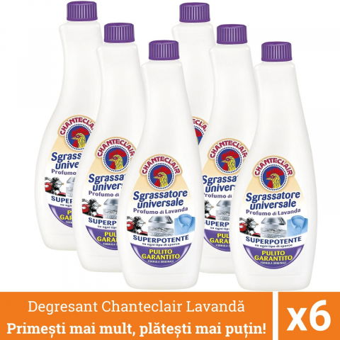 Produse curatare bucatarie - Pachet promo 6 x Chanteclair Degresant Universal cu Lavanda, Rezerva, 2400 ml, Sgrassatore