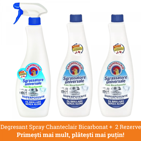 Produse curatare bucatarie - Pachet promo Chanteclair Degresant Universal cu Bicarbonat Spray + 2 Rezerve, Sgrassatore