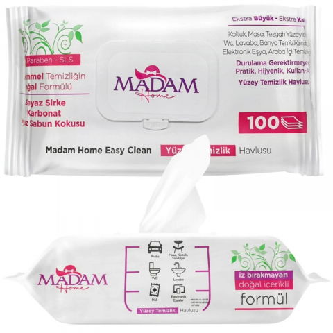 Produse curatare bucatarie - Servetele Umede cu Otet si Bicarbonat, 100 buc, Multisuprafete