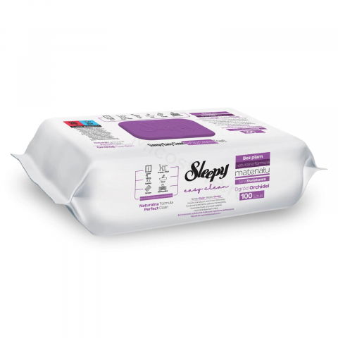 Produse curatare bucatarie - Servetele umede multisuprafete Sleepy, cu otet si bicarbonat, Orchid Garden, 100 buc