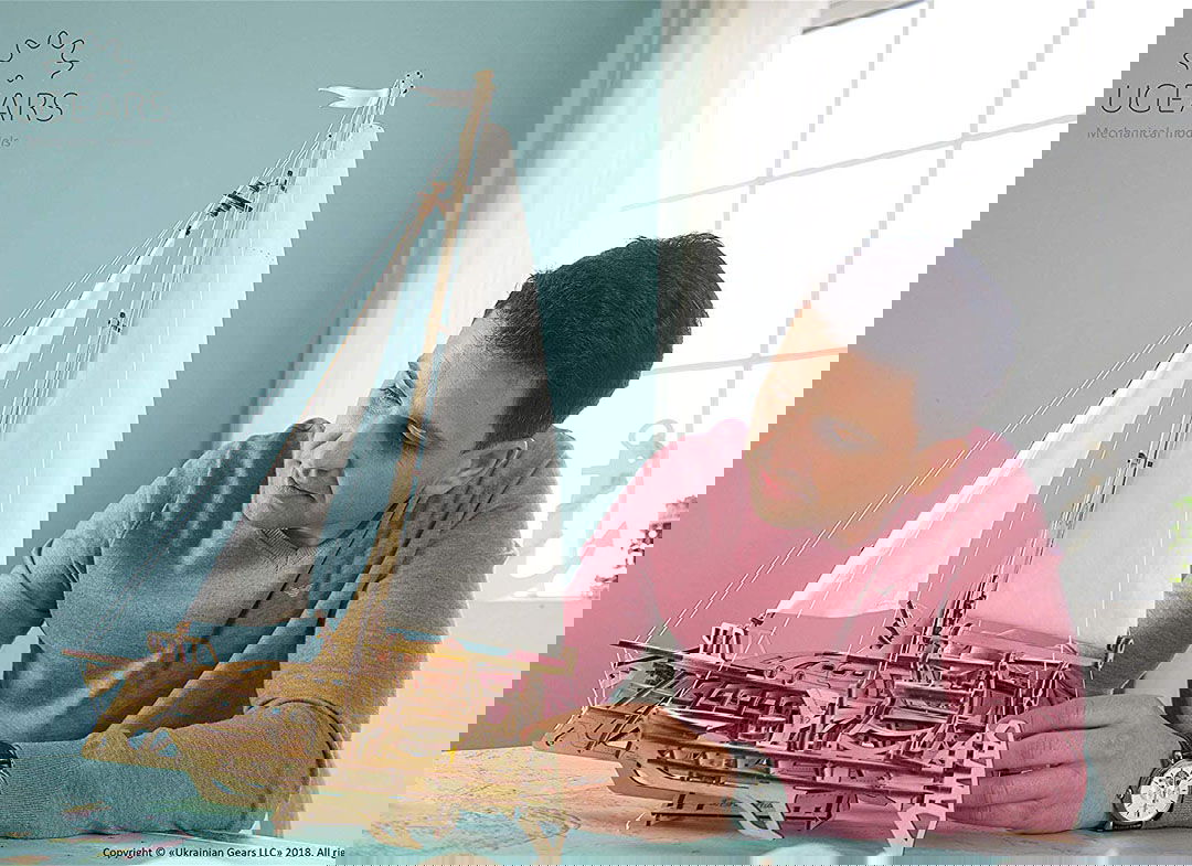 Puzzle-3D-Barca-Trimaran-din-lemn-Ugears