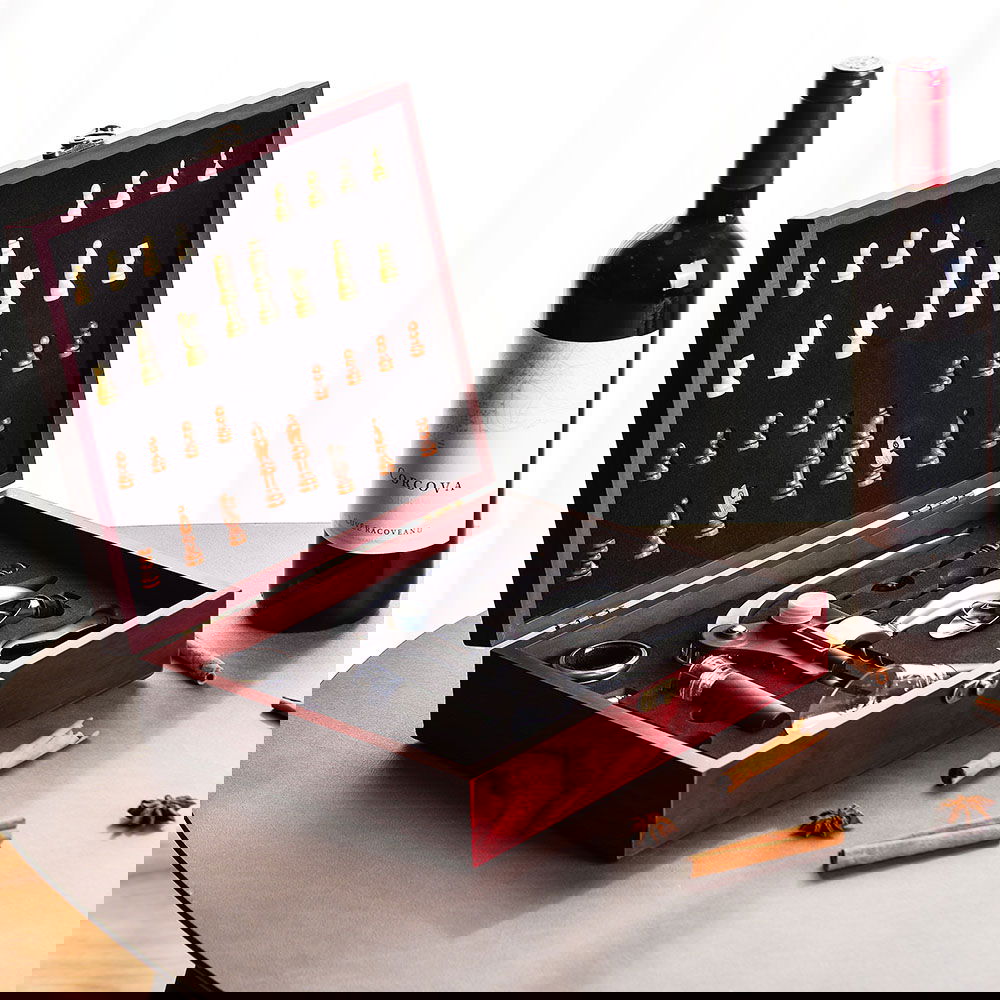 Set sah si accesorii vin, Caseta Deluxe