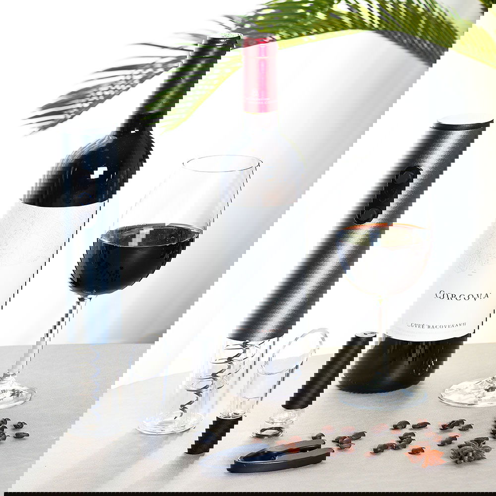 Tirbuson electric cu accesorii vin, set cadou 4 piese