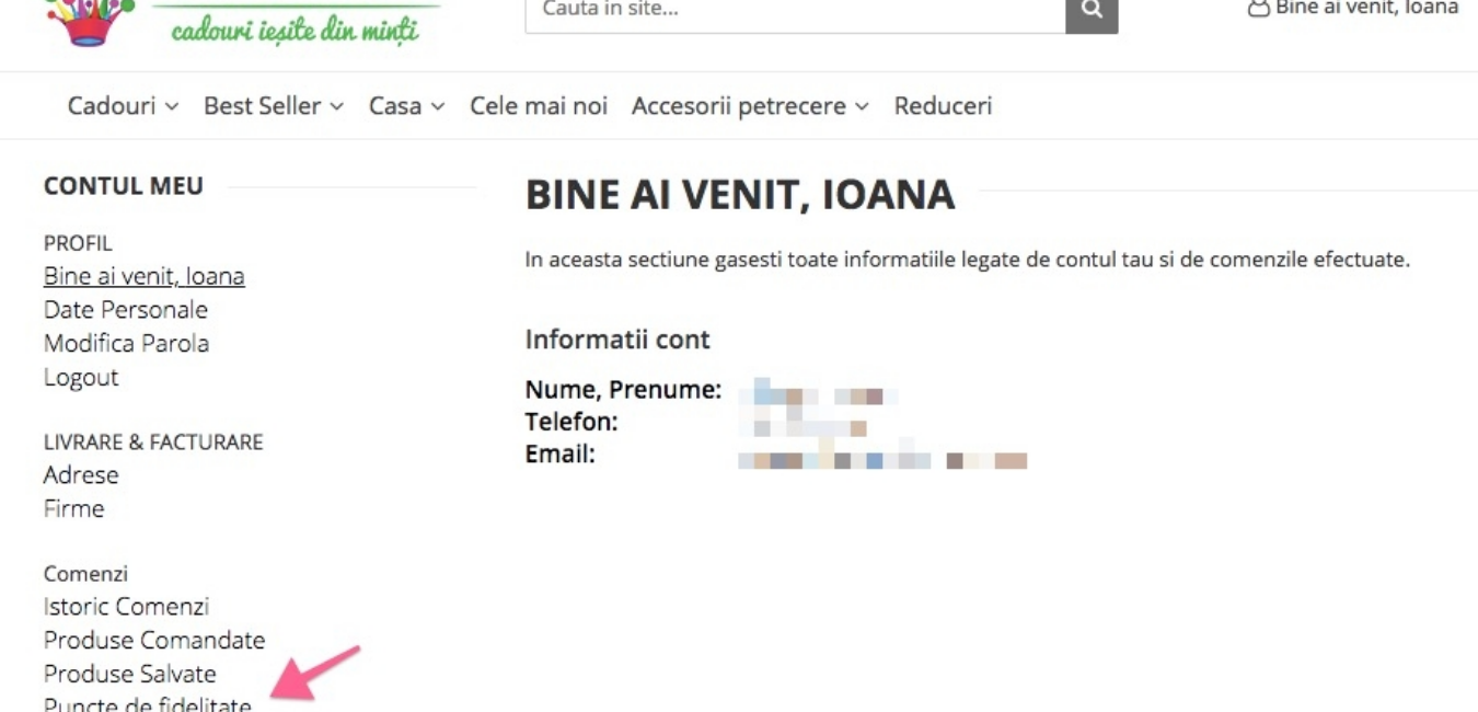 unde vezi punctele de fidelitate