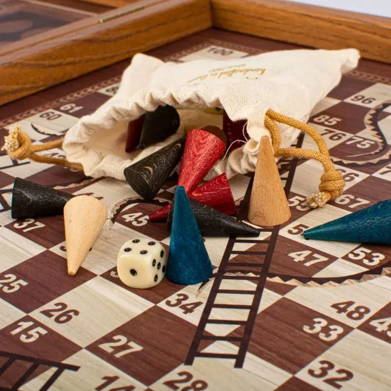 4 in 1 Joc de table joc de sah Ludo si Snakes Caseta 34x34cm Design Nuc [5]