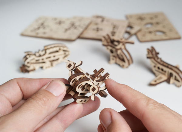 Puzzle 3D Fidget Avioane din Lemn Ugears [3]