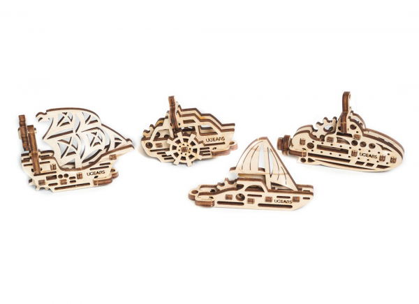 Puzzle 3D Fidget Nave Maritime din Lemn Ugears [7]